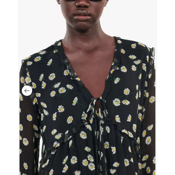 NWT The Kooples Silk Ruffle Mini Dress Daisy Print S - Picture 3 of 11